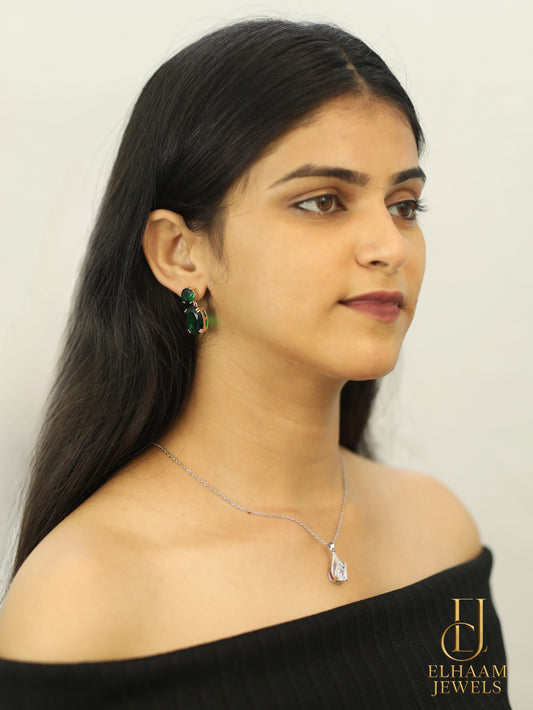 Emerald Green Crystal Drop Earrings