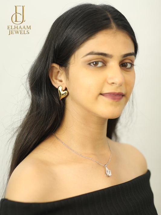 Anti-Tarnish Gold Plated Heart Earrings