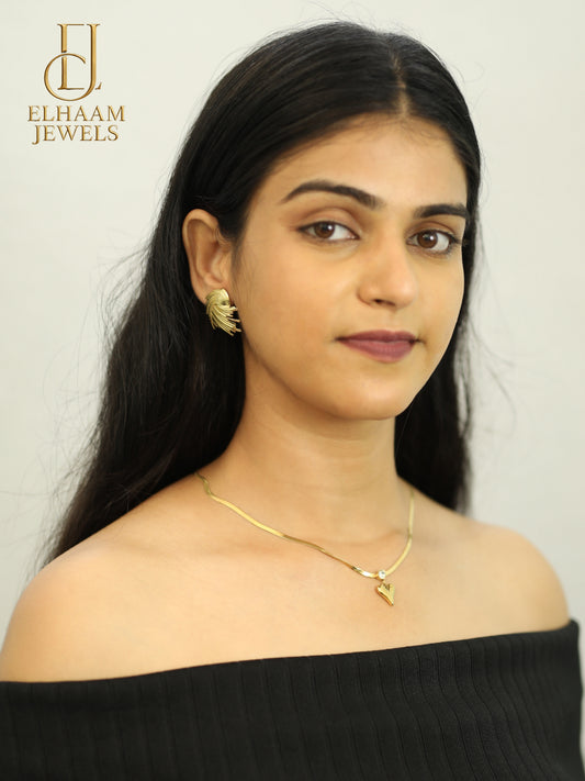 Anti-Tarnish Golden Wave Earrings