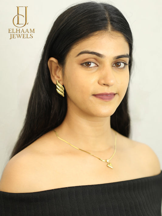 Anti-Tarnish Stainless Steel Golden Wing Earrings – Bold Statement Jewelry for Women