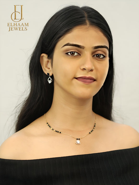 Silver Plated Black Clover Drop Earrings with Crystal Stone