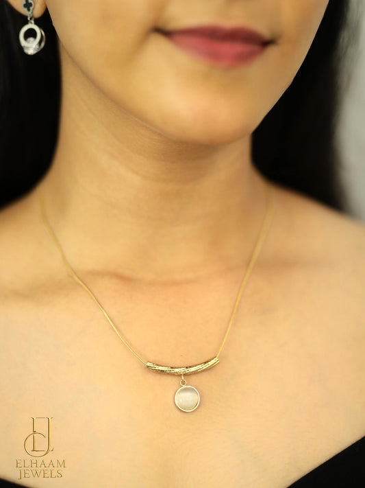 Golden Moonstone Pendant Necklace by Elhaam Jewels