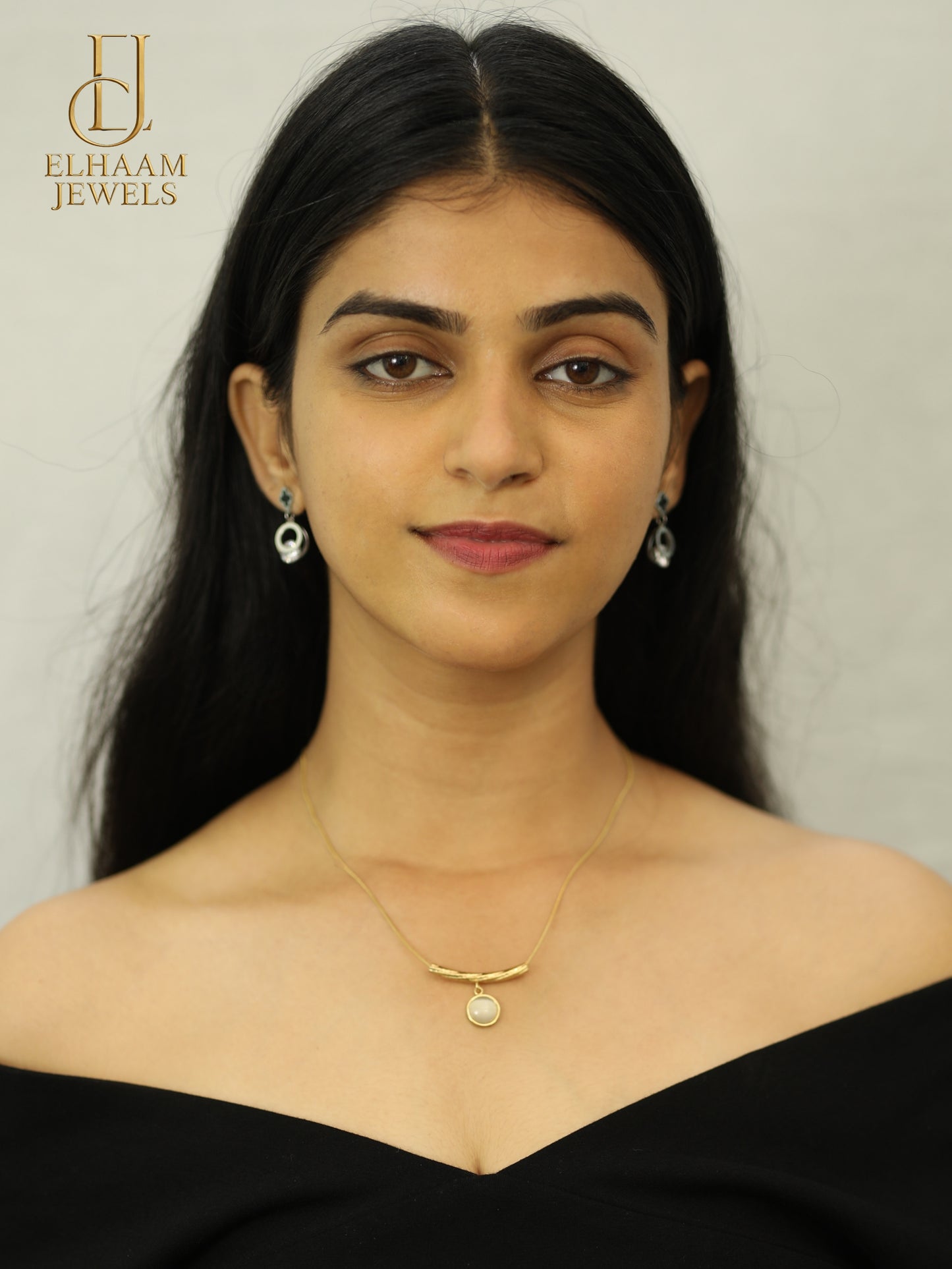 Golden Moonstone Pendant Necklace by Elhaam Jewels