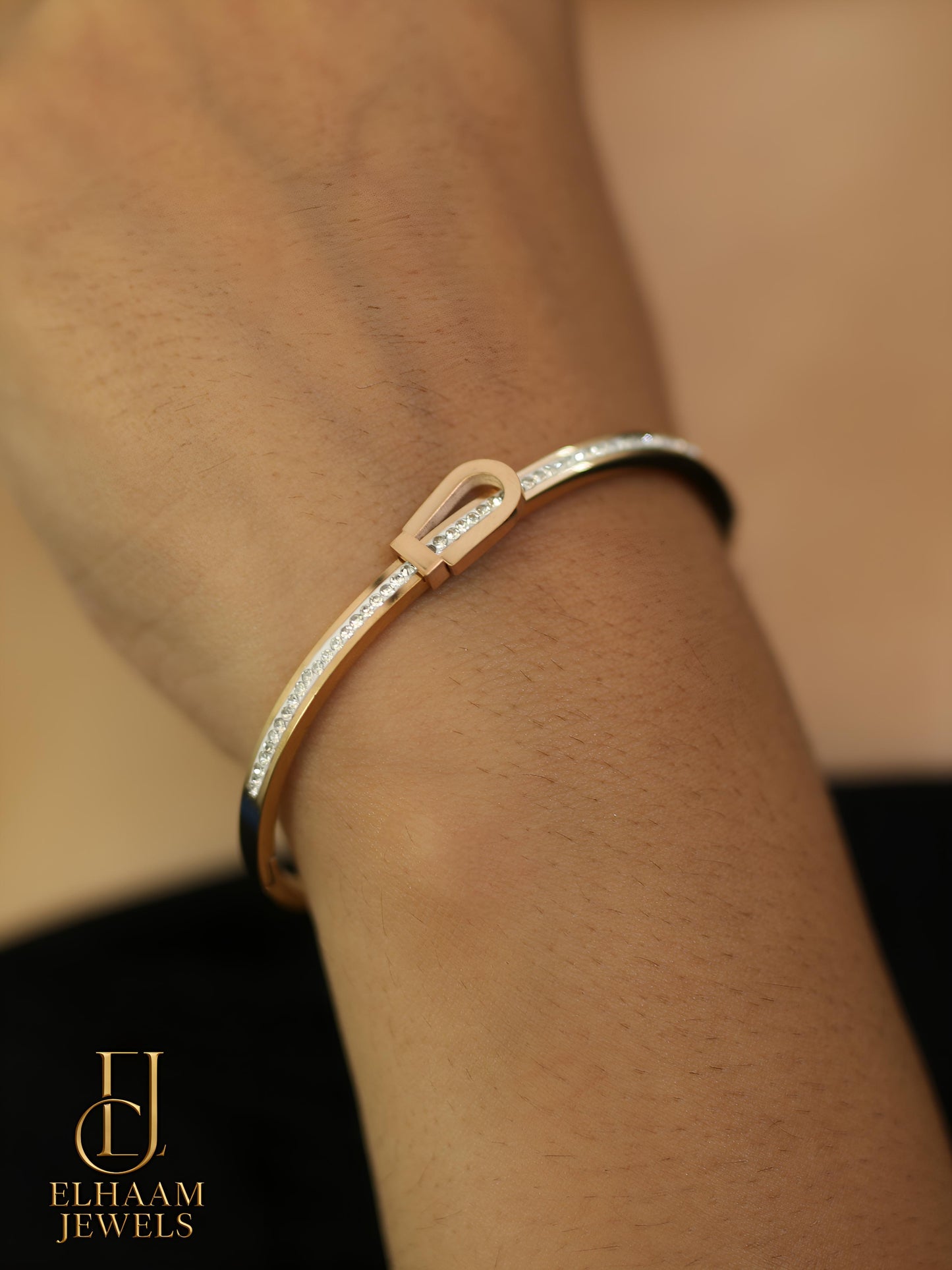 Elegance Lock Gold-Plated Stone bracelet by Elhaam Jewels