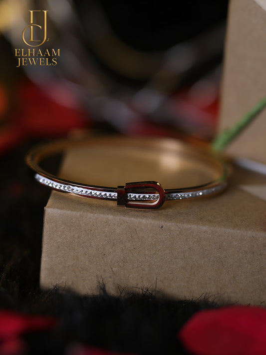 Elegance Lock Rose Gold-Plated Stone bracelet by Elhaam Jewels