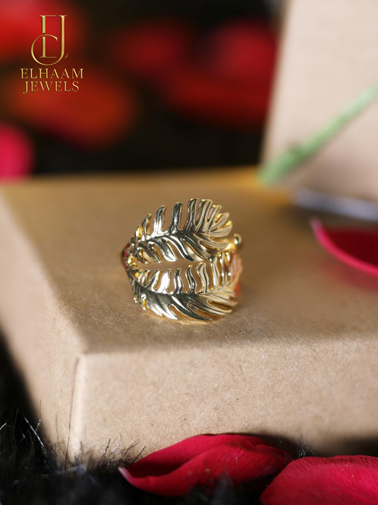 Golden Palm Grace Ring by Elhaam Jewels