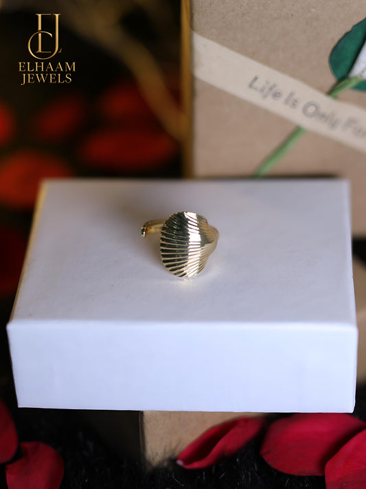 Golden Shell Elegance Ring by Elhaam Jewels