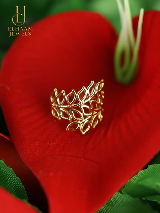 Golden Leaf Harmony Ring by Elhaam Jewels