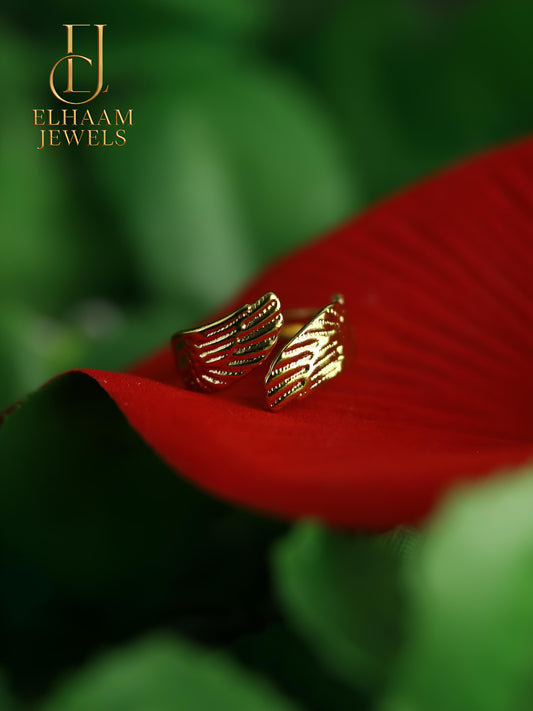 Golden Wings Embrace Ring