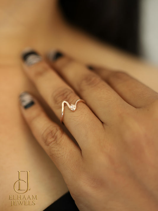Rose Gold Wave Diamond Ring