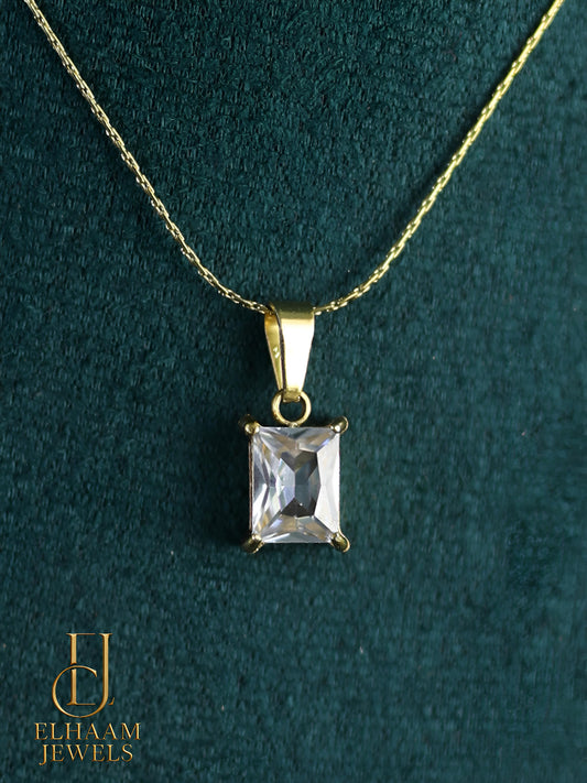 Cristal Diamond Gold Plated Necklace with Earring Set