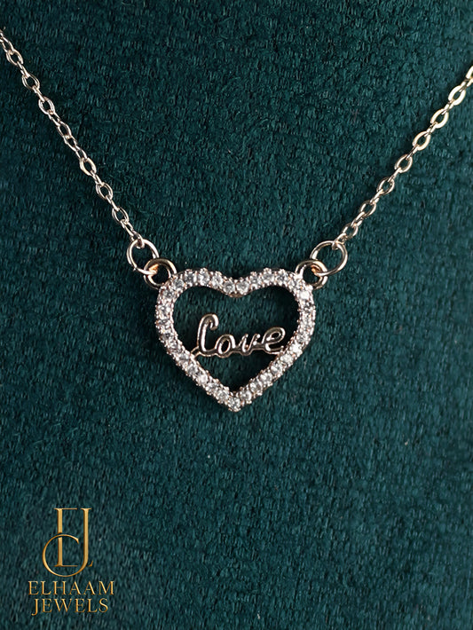 Delicate Diamond Open Heart Love Necklace