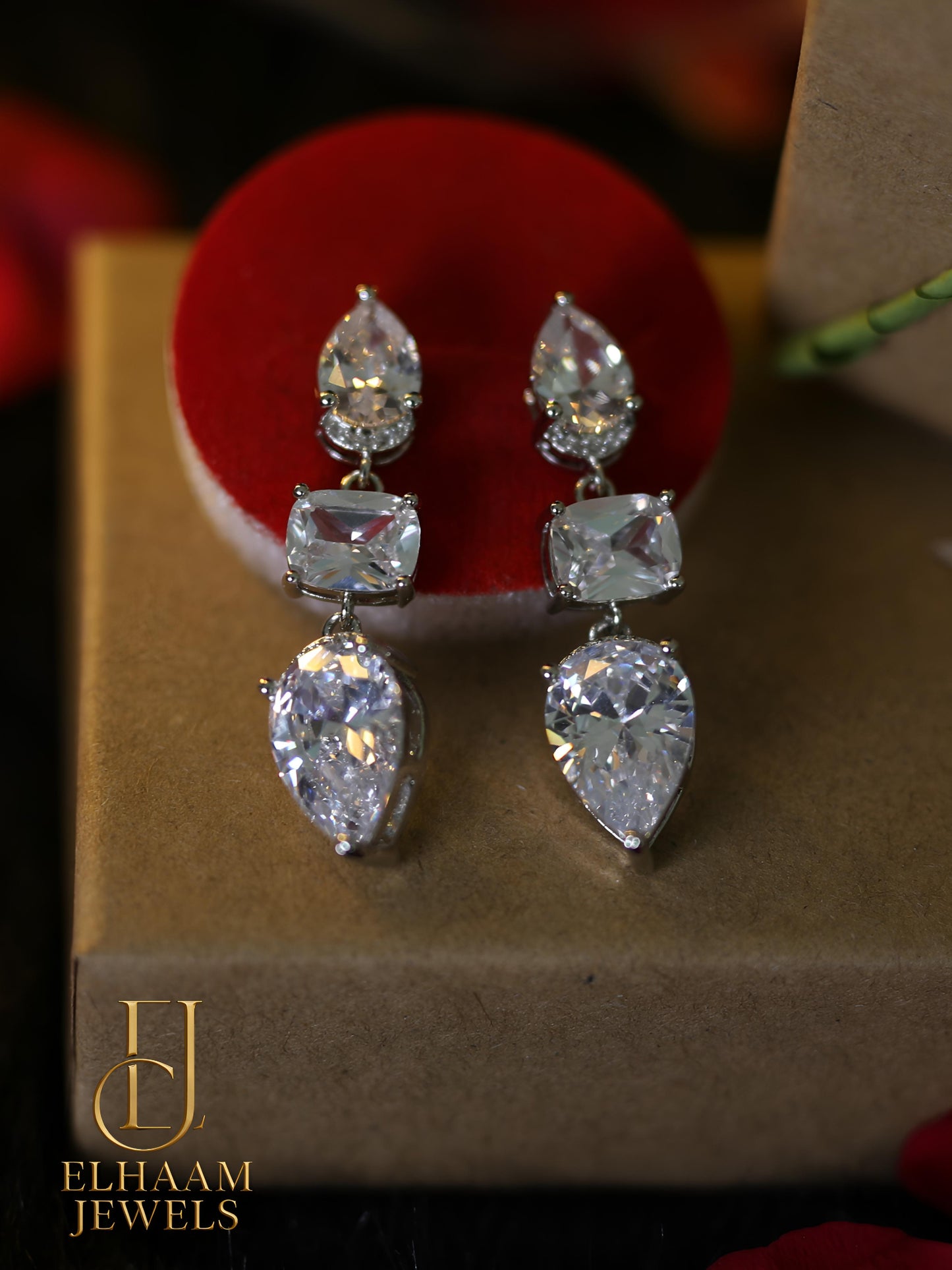 Elegant Cubic Zirconia Drop Earrings | Elhaam Jewels