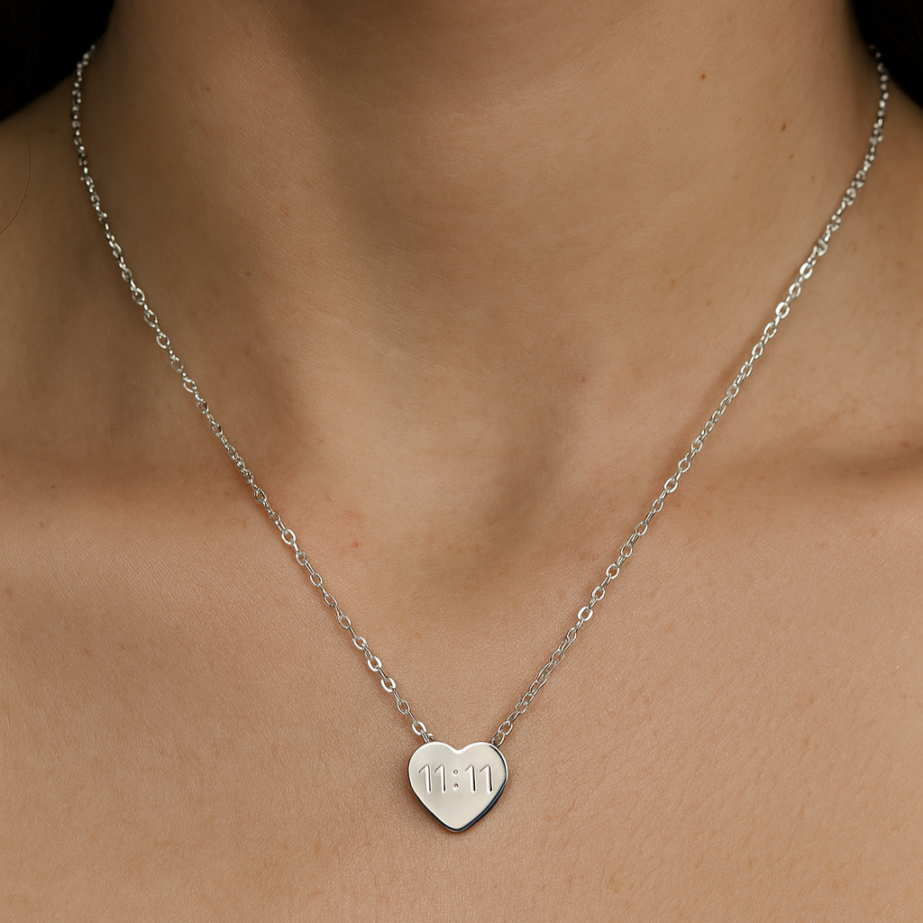 11:11 Heart Silver Plated Pendant Necklace