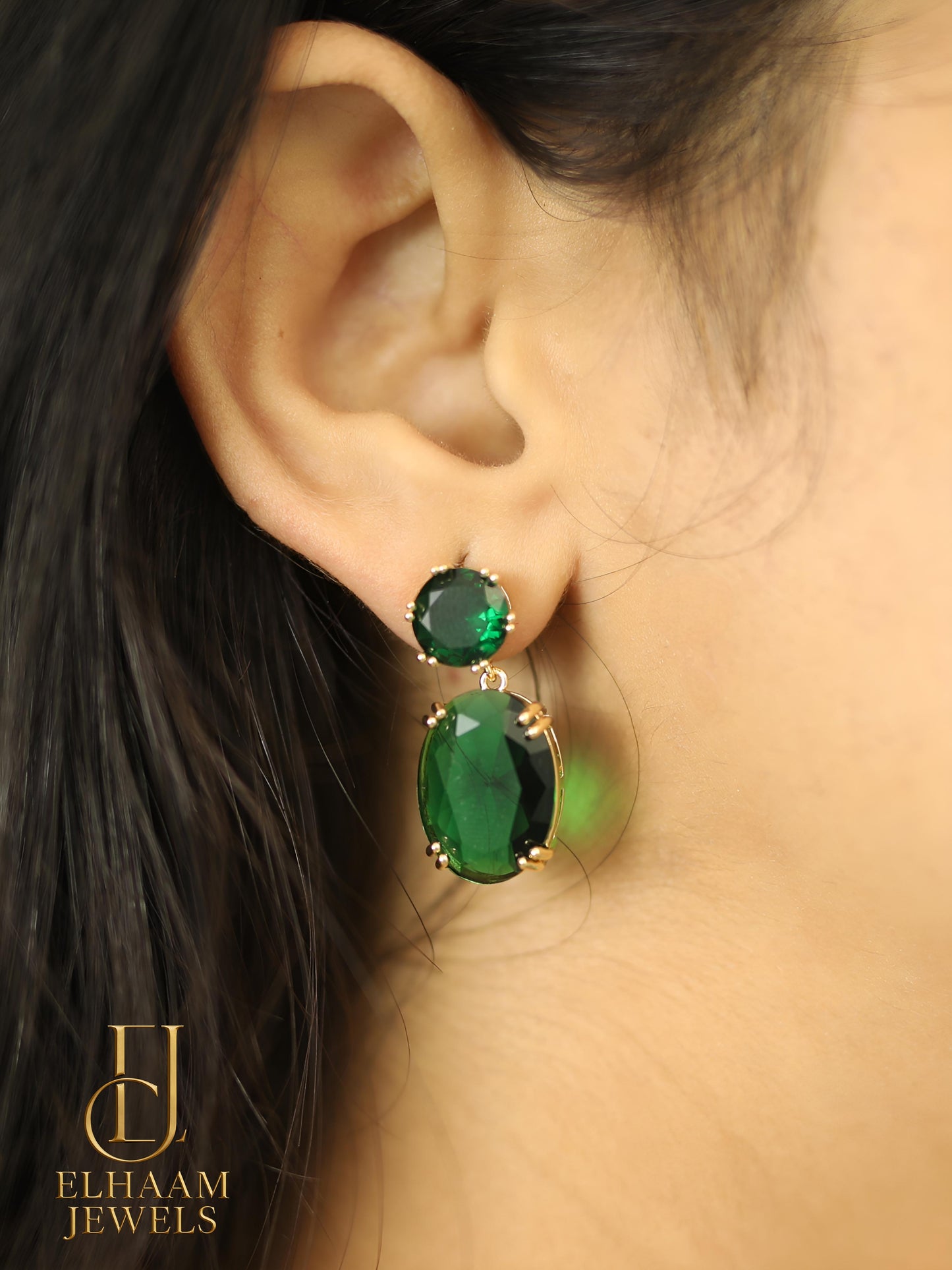 Emerald Green Crystal Drop Earrings
