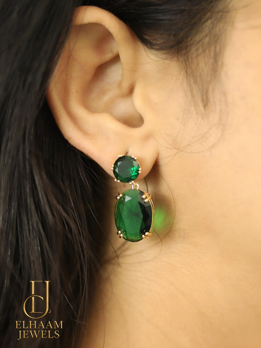 Emerald Green Crystal Drop Earrings