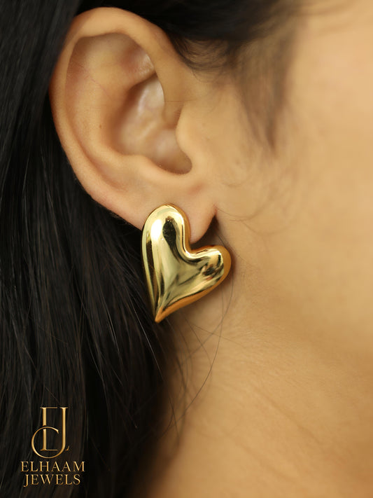 Anti-Tarnish Gold Plated Heart Earrings