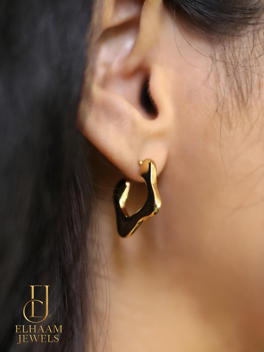 Anti-Tarnish Stainless Steel Wavy Hoop Earrings