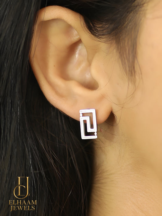 Geometric Rectangle Stud Earrings – Modern Minimalist Design