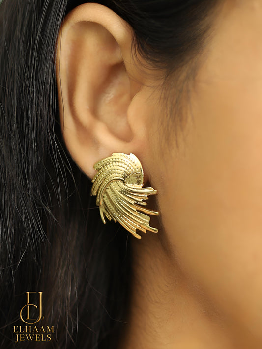 Anti-Tarnish Golden Wave Earrings