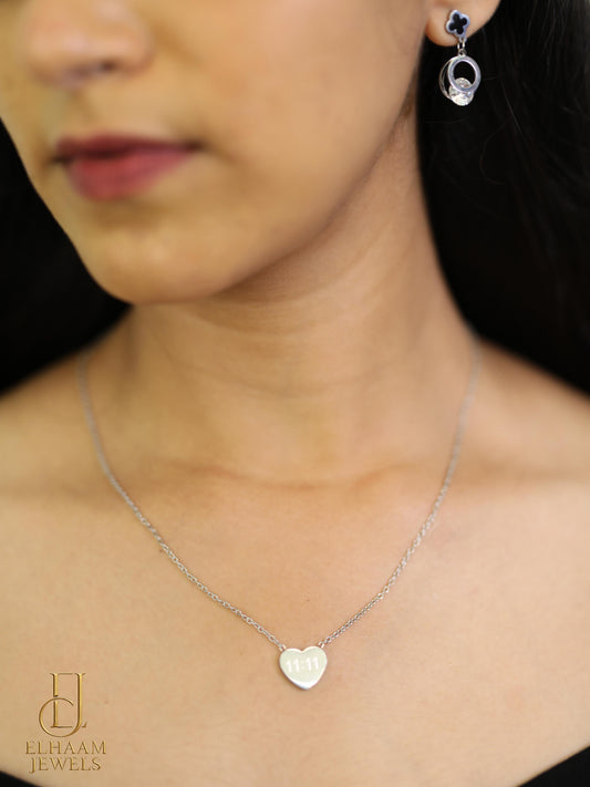 11:11 Heart Silver Plated Pendant Necklace