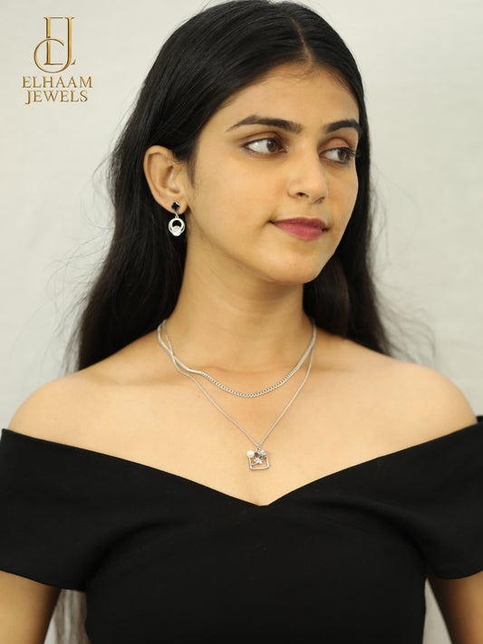 Pearl Rose Silver Plated Pendant Necklace for Women