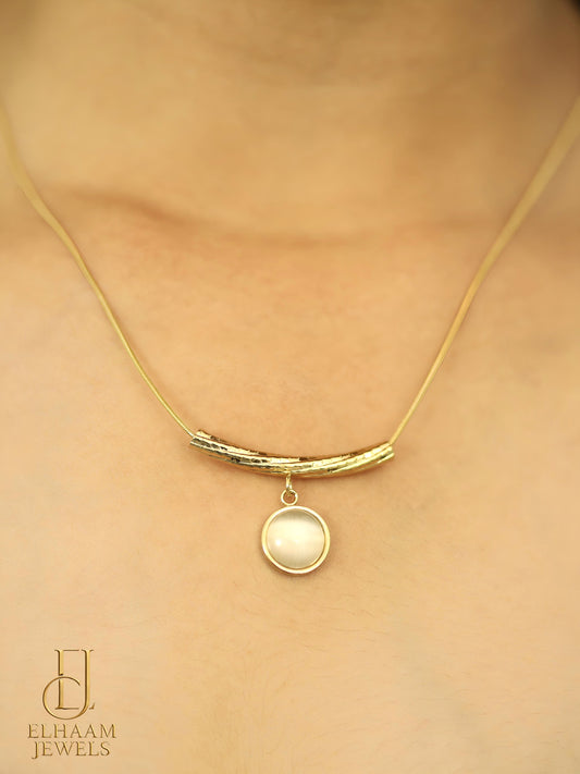 Golden Moonstone Pendant Necklace by Elhaam Jewels