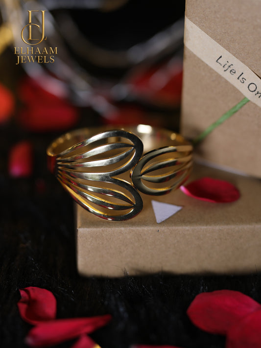 Golden Heart Cut-Out Bracelet by Elhaam Jewels