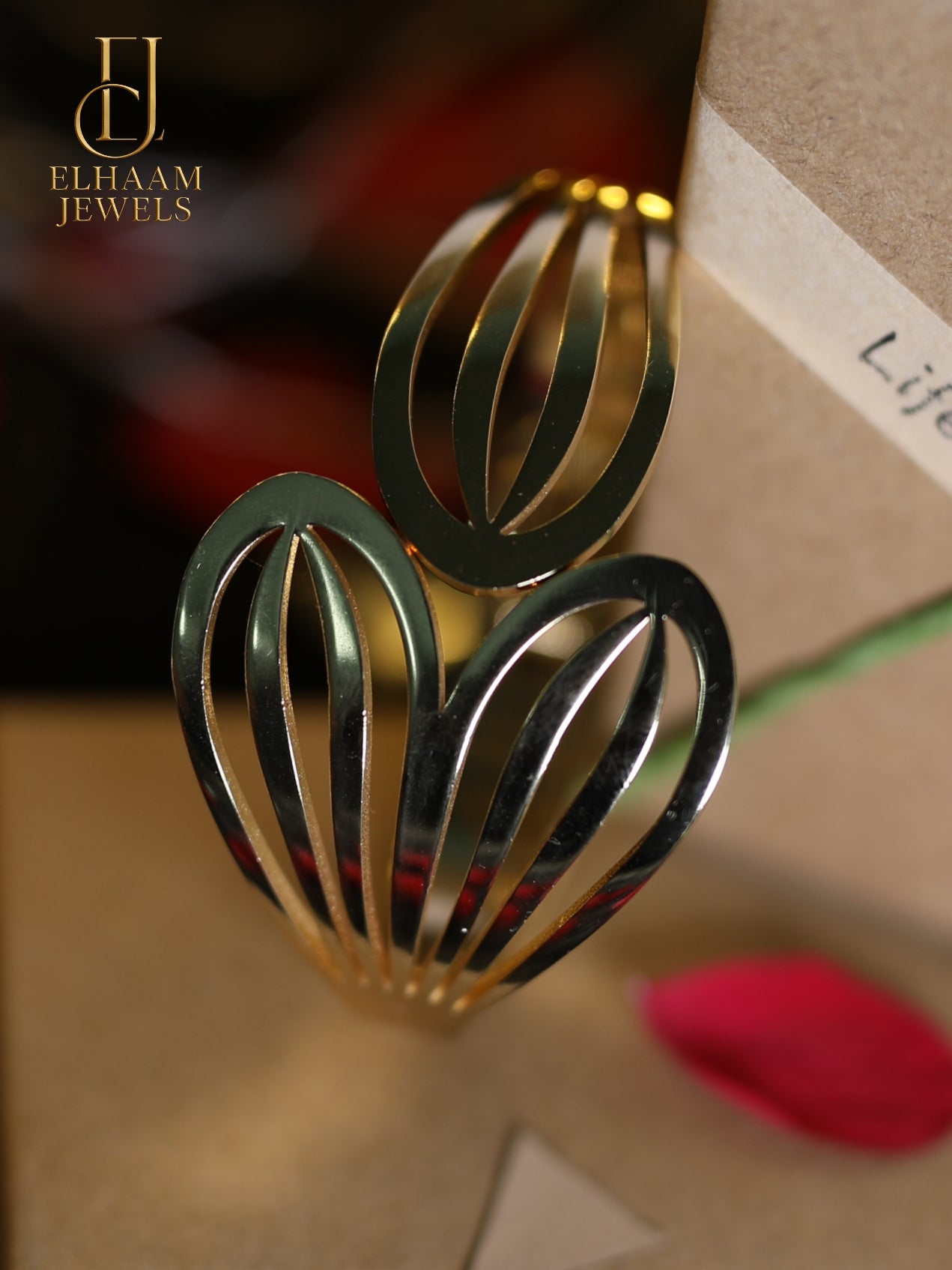 Golden Heart Cut-Out Bracelet by Elhaam Jewels