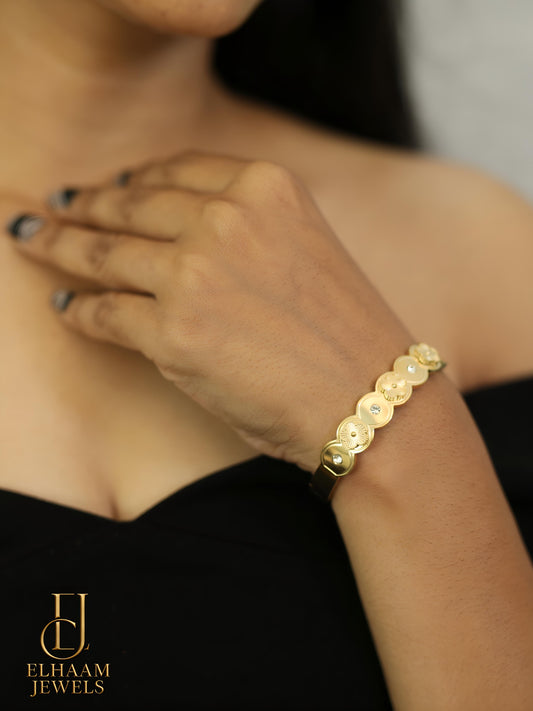 Golden Bloom Coin Design Bangle by Elhaam Jewels