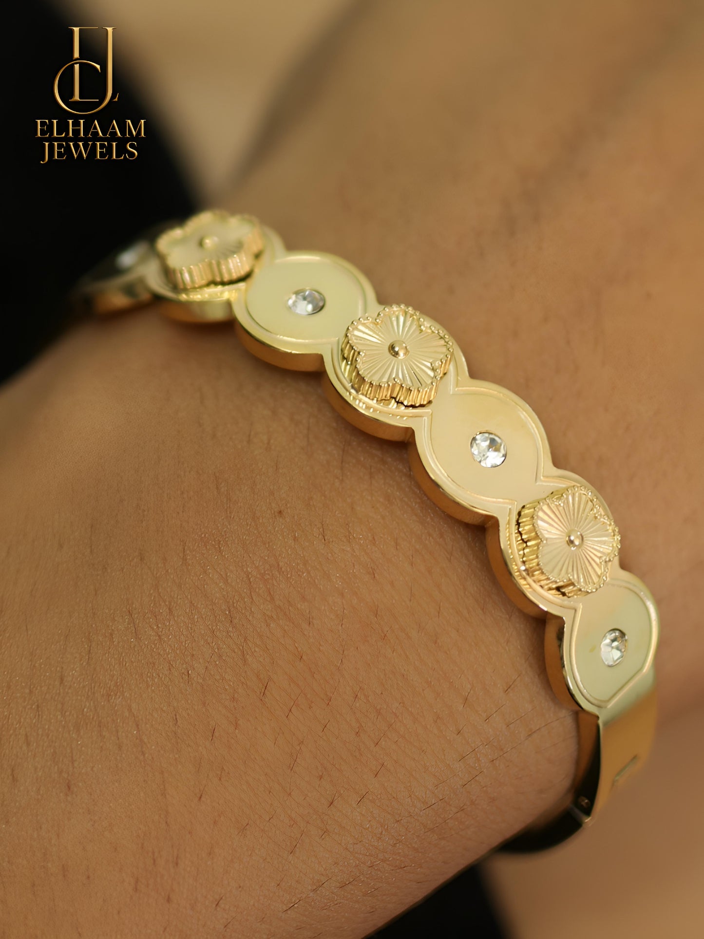 Golden Bloom Coin Design Bangle by Elhaam Jewels