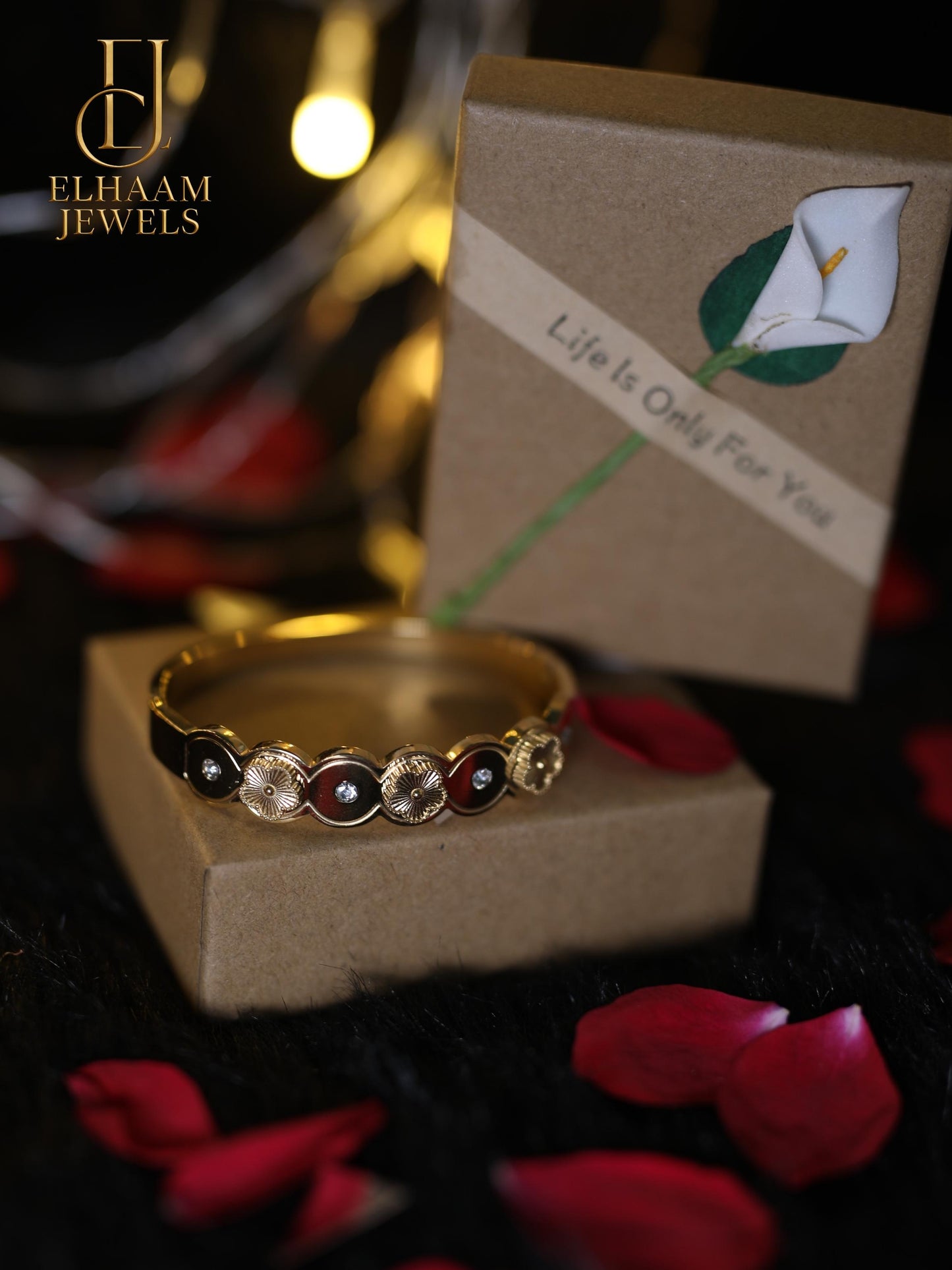 Golden Bloom Coin Design Bangle by Elhaam Jewels