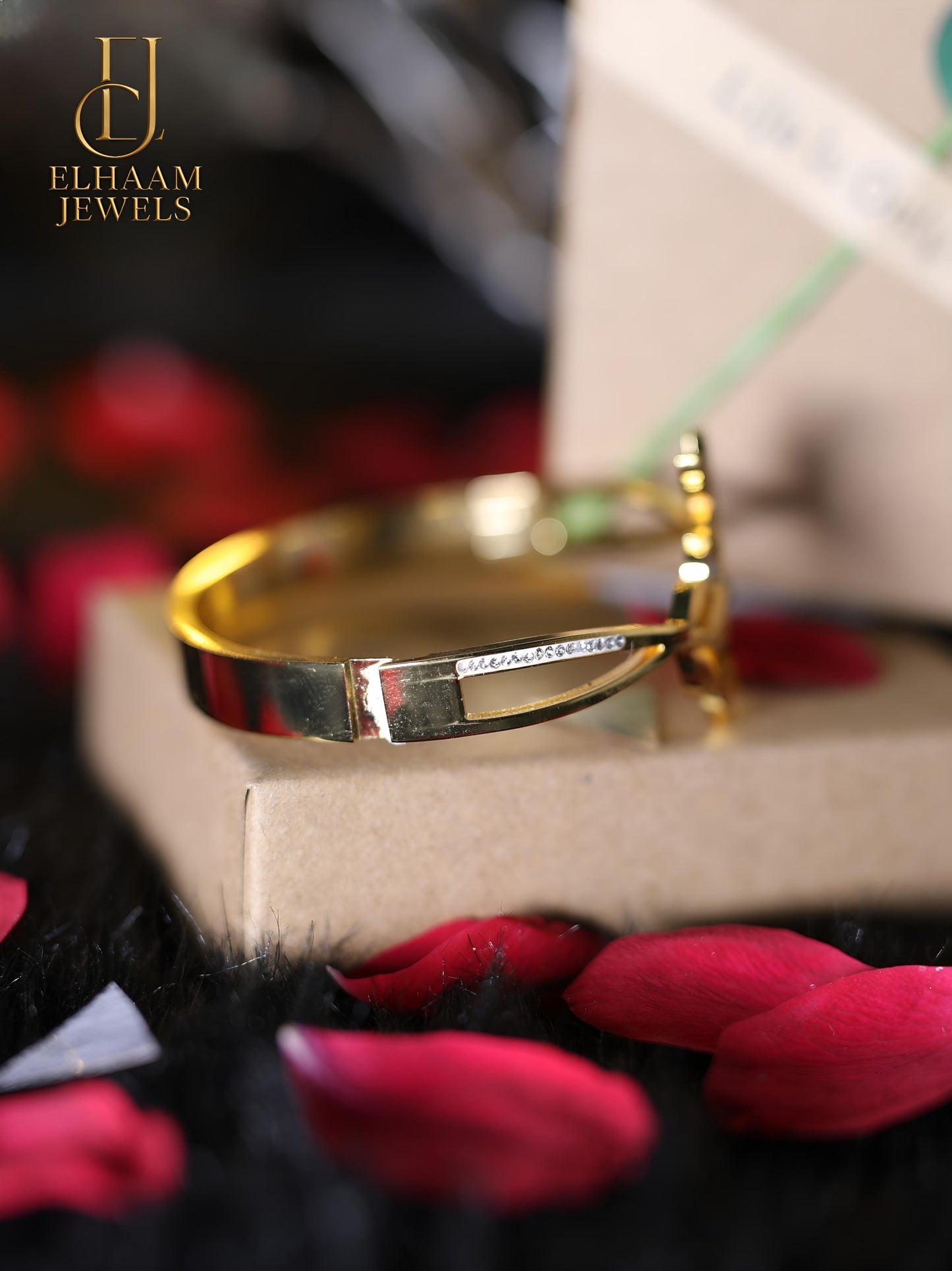 Golden Leaf Elegance Bracelet by Elhaam Jewels