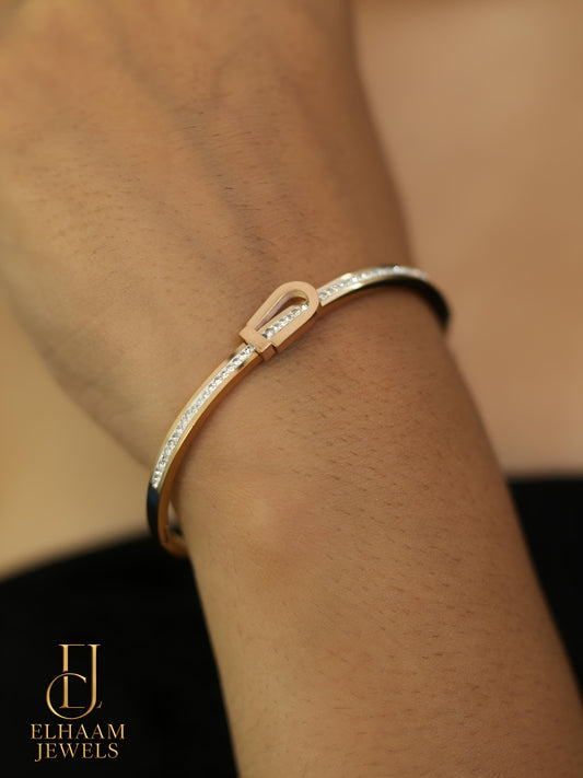 Elegance Lock Gold-Plated Stone bracelet by Elhaam Jewels