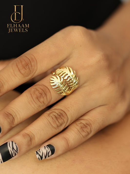 Golden Palm Grace Ring by Elhaam Jewels