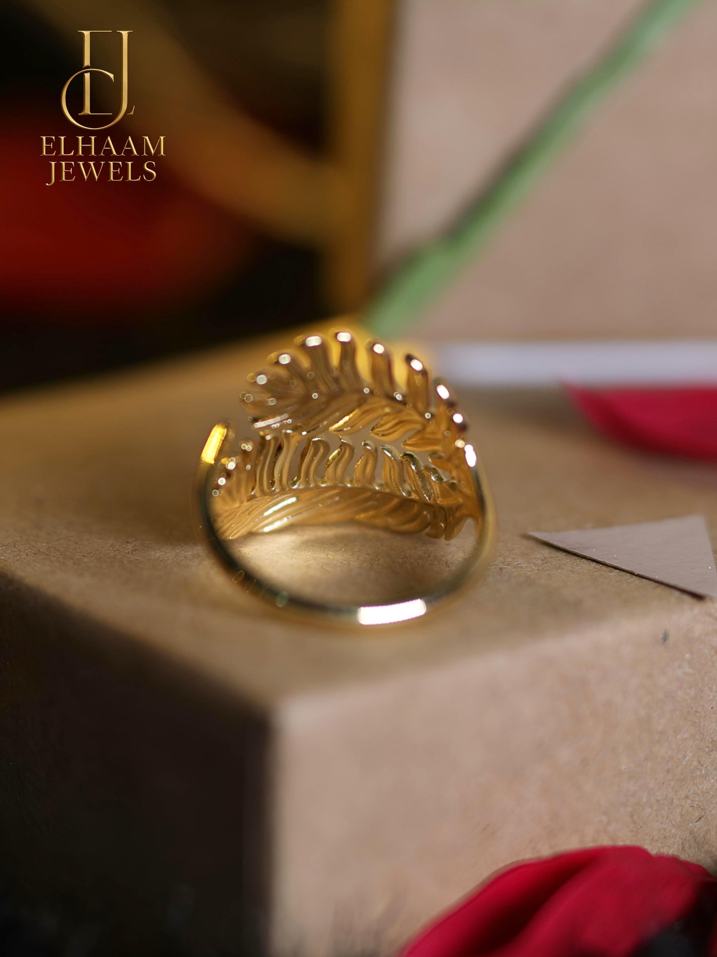 Golden Palm Grace Ring by Elhaam Jewels