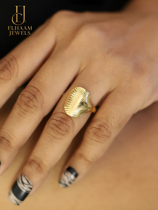 Golden Shell Elegance Ring by Elhaam Jewels