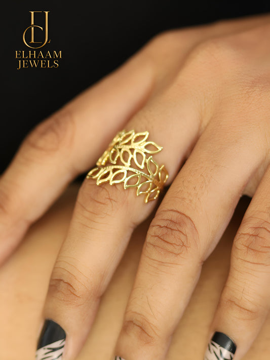 Golden Leaf Harmony Ring by Elhaam Jewels