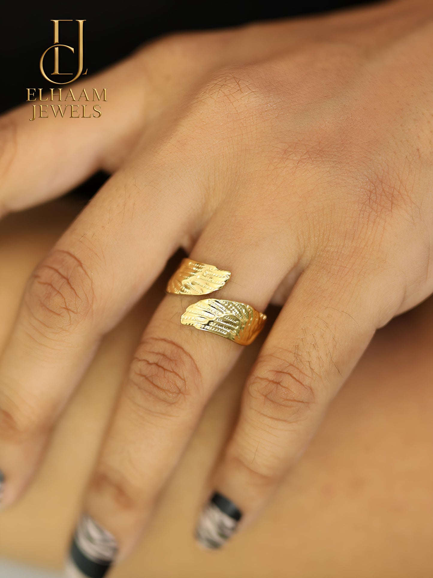 Golden Wings Embrace Ring