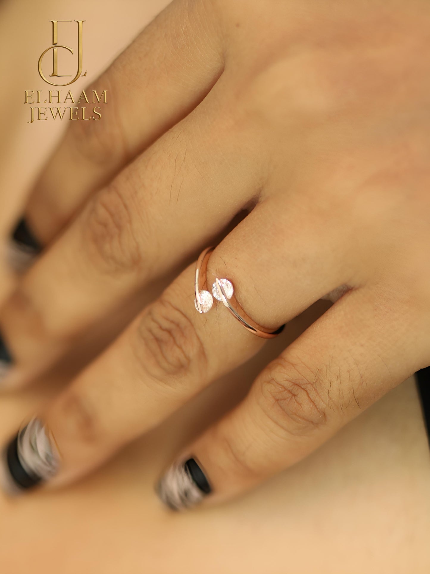 Rose Gold 2 Diamond Embrace Ring