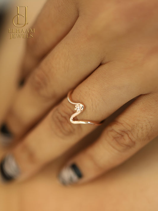 Rose Gold Wave Diamond Ring