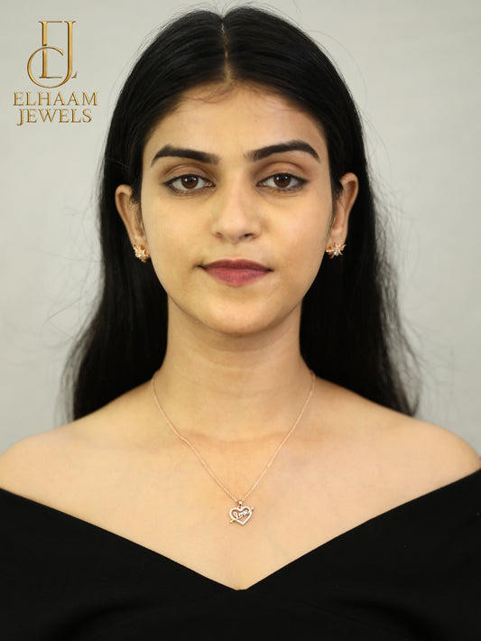 Love in Heart Rose Gold Pendent Necklace