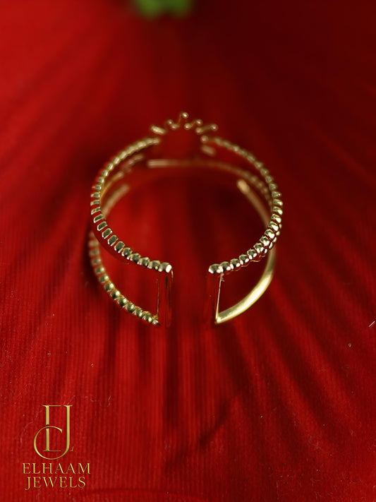 Sunburst Beaded Adjustable Ring (18K Gold Plated)