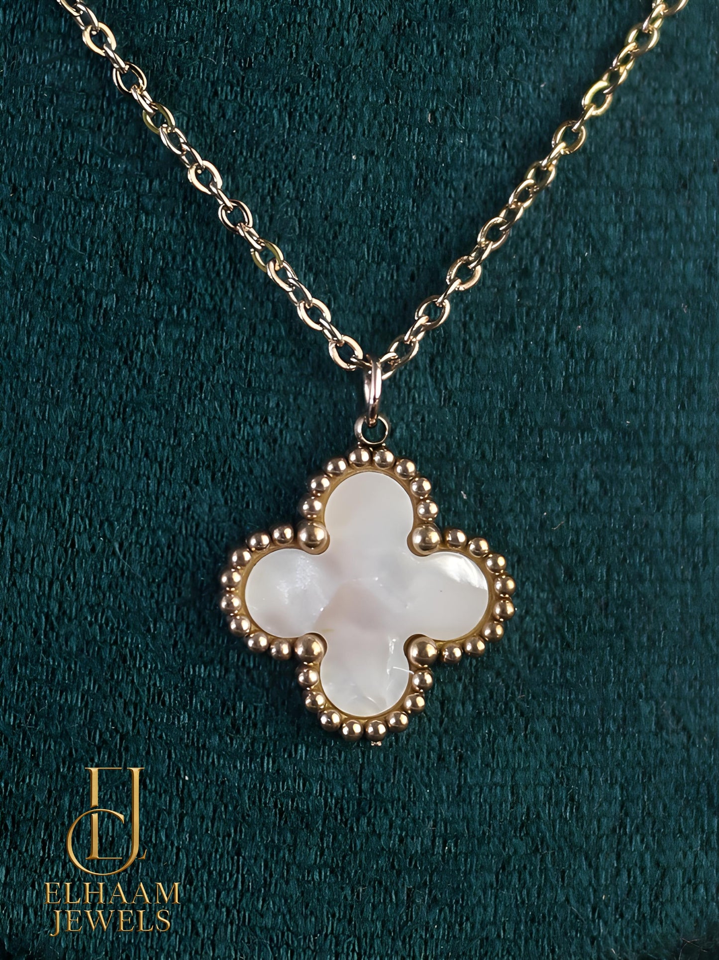 Clover Pendant Dual Chain Gold Plated Necklace | Elhaam Jewels