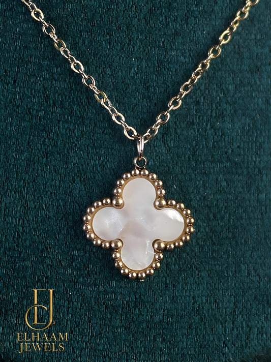 Clover Pendant Dual Chain Gold Plated Necklace | Elhaam Jewels