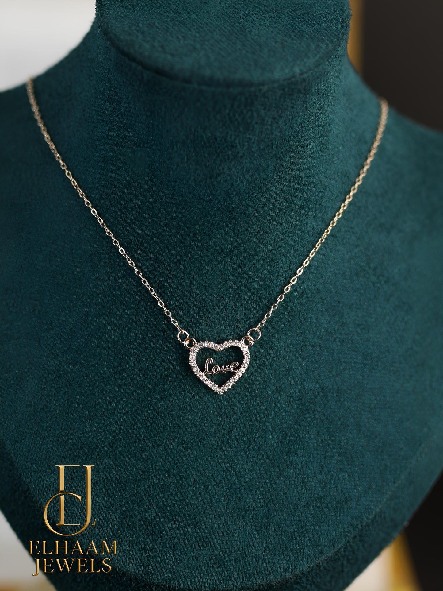 Delicate Diamond Open Heart Love Necklace