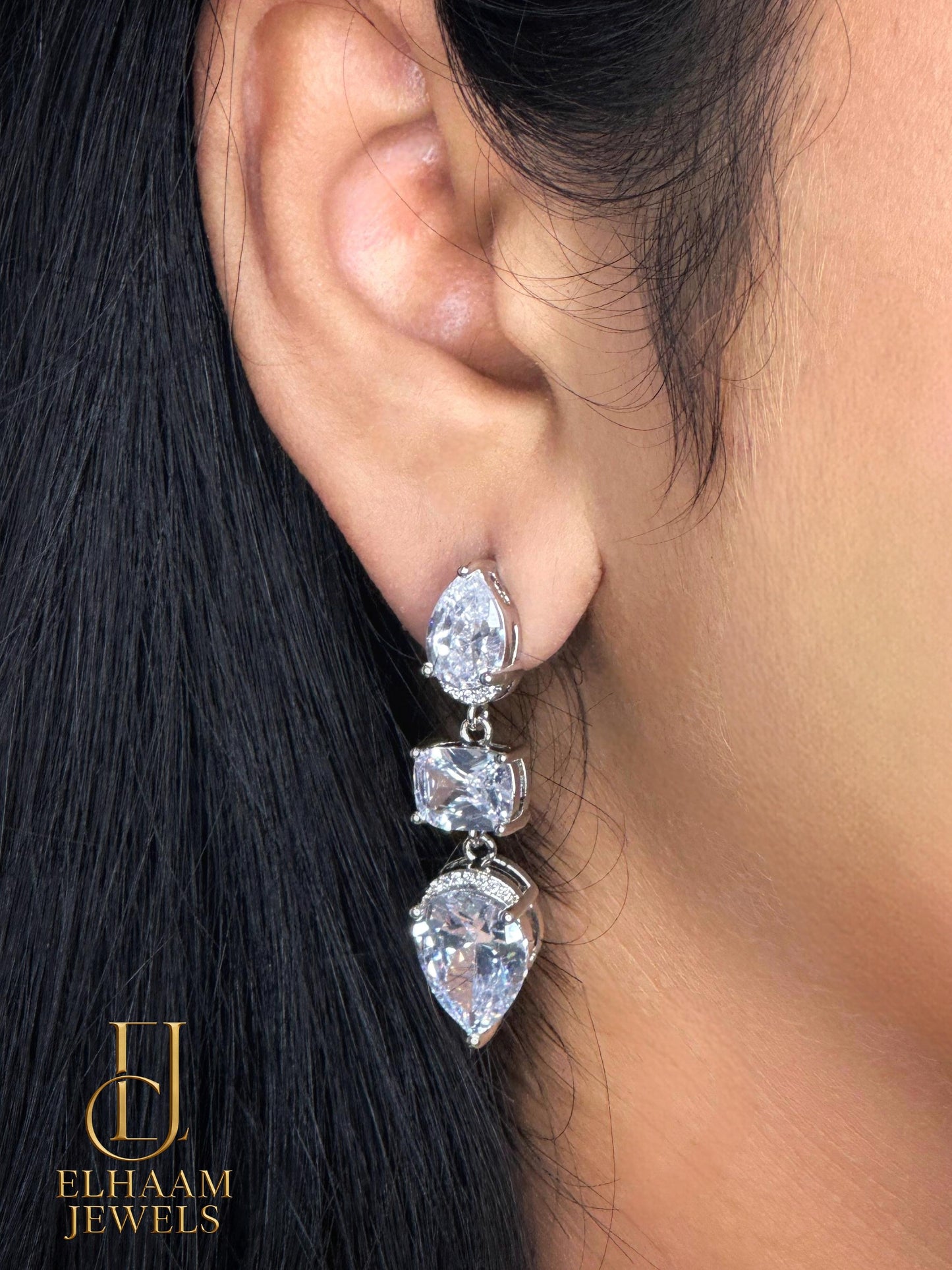 Elegant Cubic Zirconia Drop Earrings | Elhaam Jewels