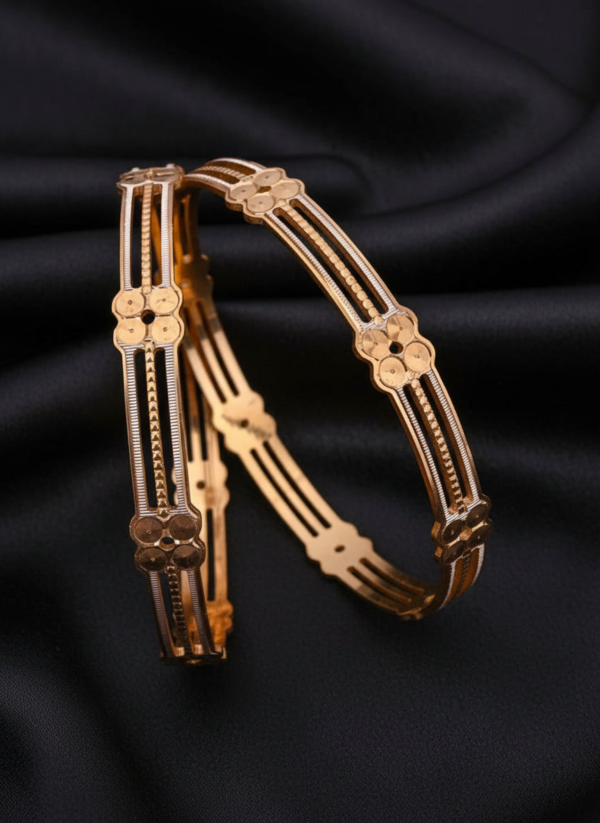 Golden Tranquil Bloom Bangles ( set of 2 )