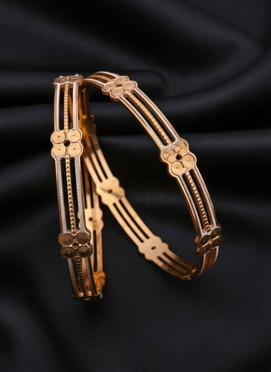 Golden Tranquil Bloom Bangles ( set of 2 )