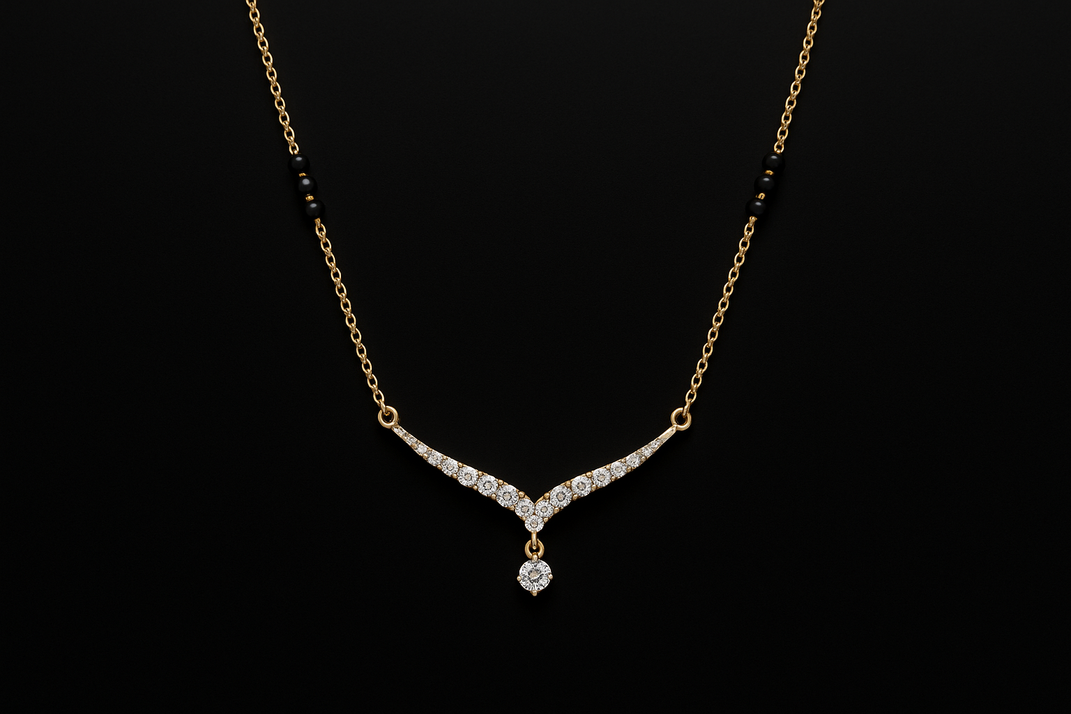 simple diamond mangalsutra in blackbackground